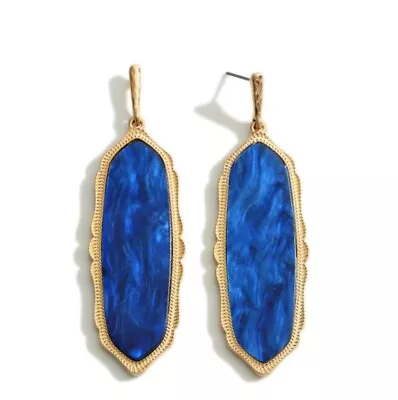 Moroccan Royal Blue Stone With Gold Tone Drop Dangle Earrings Post Trending  • $15.99