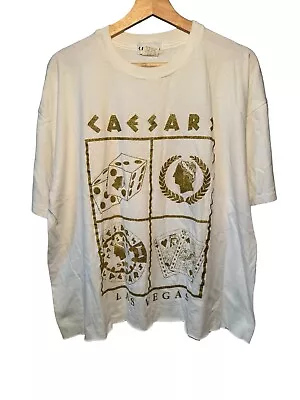 Vintage Caesars Palace Casino 90's White Faded VTG T-Shirt Single Stitch • $19.99