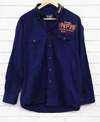 Men's Wrangler Blue National Finals Rodeo 30 Years 2014 Long Sleeve Button Up M • $79.95