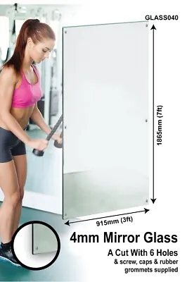 Large Wall Mirror 7ft X 3ft 213 X 91 CM Glass With 6 Holes Home Gym Dance Studio • £154.49