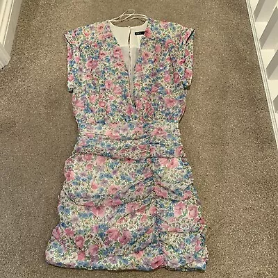 Zara Floral Print Mini Draped Dress  Xs New With Tag  • £14.99