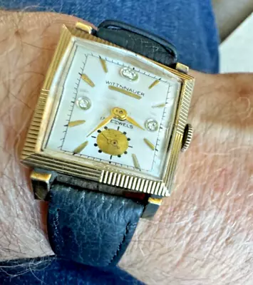 WITTNAUER Art Deco 10k Gold RGP Case Mechanical Watch Runs Vintage VERY RARE • $37