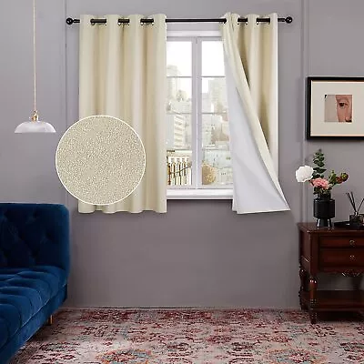 Deconovo 100% Blackout Curtains For Bedroom Faux Linen Grommet Total Blackout C • $78.93