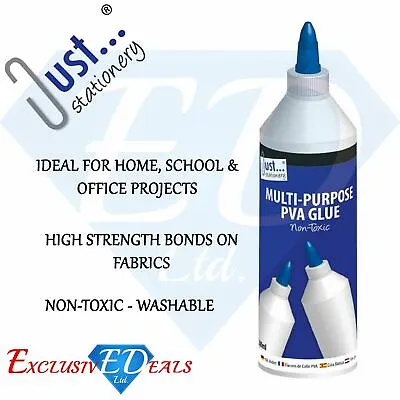 £4.95 • Buy PVA Glue Home Craft Office School Multi Purpose White Glue Dries Clear 500ml