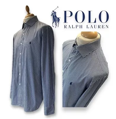 POLO Ralph Lauren Men’s 100% Cotton Long Sleeve Shirt Size XL (17”/43cm) • £18.50