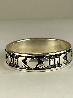 Mens Sterling Silver Celtic Claddagh Band Ring Size 12 • $50