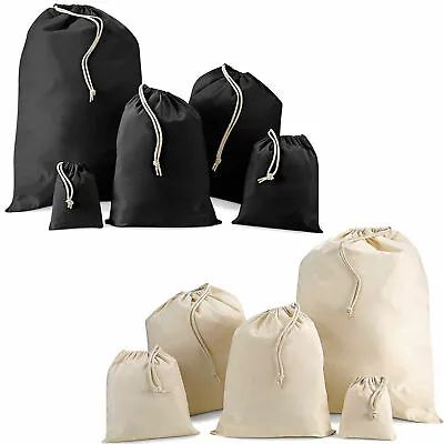 £4.90 • Buy Drawstring Laundry Bag Cotton Plain Reusable Toy Storage Gym Christmas Washing