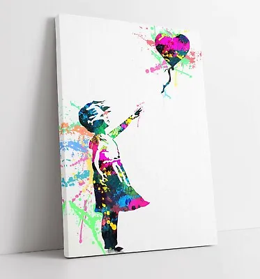 Banksy Balloon Girl Rainbow Splash Art -canvas Wall Art Print Artwork Framed • £17.99