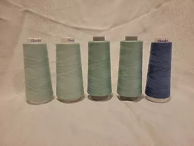 Lot 5 Toldi & Maxi-Lock 100% Polyester Thread Partial Spools Mint Green Chicory • $6.99