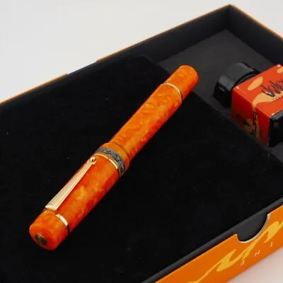 DELTA Fountain Pen Dolce Vita Oro Piston Vermeil Orange Nib M 14K • $869.98