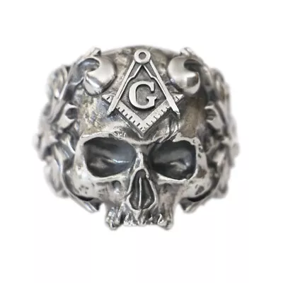 Masonic Skull 925 Sterling Silver Biker Ring TA449D US Size 6~15 • $71