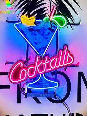 Cocktails Martini 20 X15  Neon Sign Lamp Light With HD Vivid Printing Cave EY • $155.99