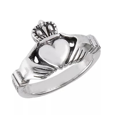 Claddagh Heart Friendship Ring .925 Sterling Silver Irish Celtic Band Sizes 5-13 • $15.99