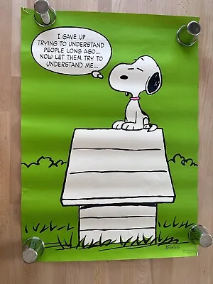 Vintage Peanuts Poster Schulz Snoopy Charlie Brown Green Dog Doghouse Springbok • $269.95
