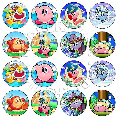 16x EDIBLE Kirby Birthday Party Cupcake Toppers Wafer Paper 4cm (uncut) • $5.99
