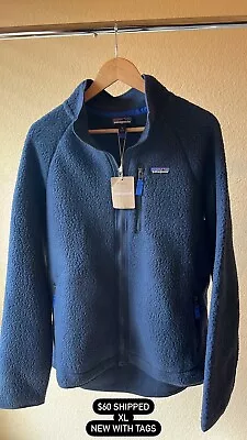 Patagonia Retro Pile Fleece Full Zip Jacket Navy Mens Size XL • $100