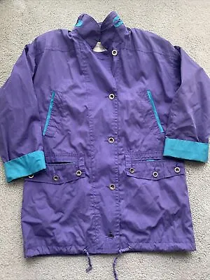 Vintage Lifestyles By MULBERRY STREET Woman Jacket Size M Purple Teal 3/4 Length • $19.99
