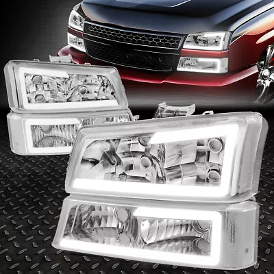 For 03-07 Chevy Silverado Avalanche Led Drl Headlight Bumper Lamps Chrome/clear • $94.88