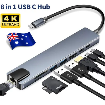 $26.98 • Buy USB C Hub 8 In 1 USB C To HDMI Multiport Dongle Adapter 4K HDMI, 3 USB 3.0 Ports