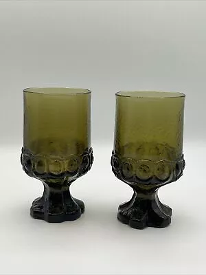 Tiffin Franciscan Madeira Olive Green Wine Footed Goblet Set Of 2 • $12