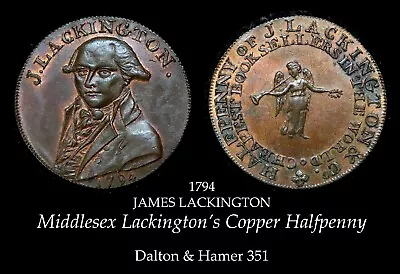 1794 Middlesex Lackington's Conder Halfpenny D&H 351 Lustrous • £13.55