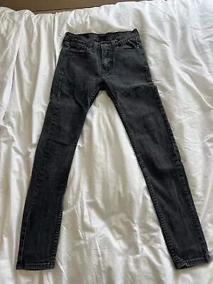 Men's Levi 519 Skinny Jeans Washed Black W28 L32 • £9.50