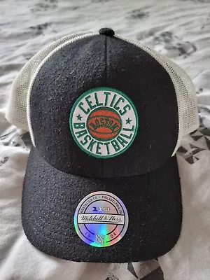 Mitchell And Ness Cap Hat Boston Celtics Nba Men Logo Snapback Green Black 110 • £18.95