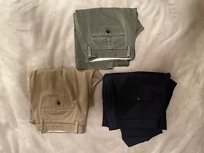 Lot Of  3 Men's Pants Size 32x30 33x30 Chino Khaki J. Crew Suit  Cotton 100% • $30