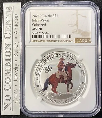 2021 Tuvalu John Wayne Colorized 1 Oz Silver Coin NGC MS 70 ~ Only 1500 Minted • $149.99