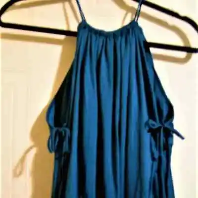 Slinky Tiered Vintage Blue Gown Sm. • $48.88