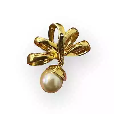 Nolan Miller Goldtone Dangling Pearl Pendant • $20