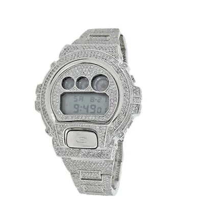 Men Fully Icy Diamond Simulated Authentic G Shock DW6900 White Gold Custom Watch • $299.99