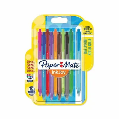 Paper Mate InkJoy 100 CAP Capped Ballpoint Pen Medium Fun Colours - Pack Of 10 • £4.69