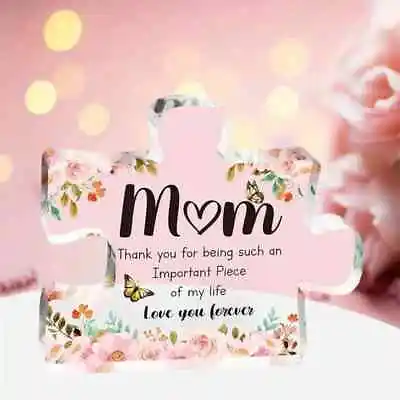 Mum Mothers Puzzle-Shaped Block Acrylic Engraved Plaque Free Standing Sign Gift • £5.95