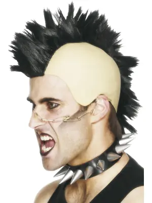 1980s Mohican Wig Black Mens Punk Rocker Fancy Dress Costume Accessory New • £13.99