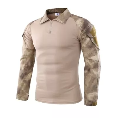 Mens Airsoft Tactical Shirt Army T-Shirt Military Hunting Long Sleeve Camo Shirt • $24.69