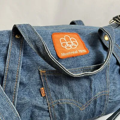 Vintage Levi's 1978 Olympic Team USA Orange Tab Blue Denim Jean Duffle Zip Bag • $165.58