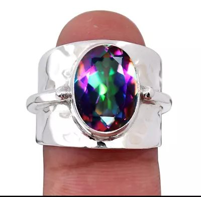 Solid 925 Silver Mystic Topaz Ring Handmade Birthday Gift Ring All Size R123 • $12.74