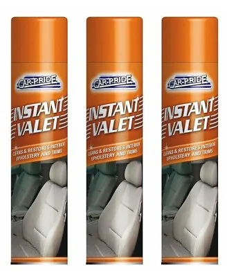 Car Pride Instant Valet Upholstery/Carpet Cleaner Spray Can 300ml X 3 • £7.94