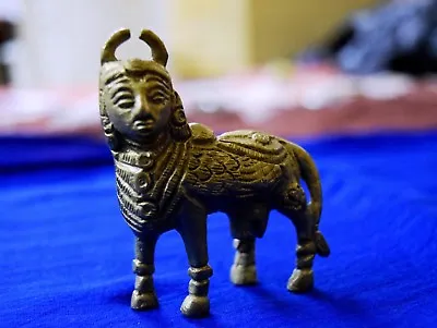 Cow Kamdhenu Brass Vintage Style Spirituality Lucky Statue Temple BM20 • $62.89
