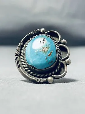 Wonderful Vintage Navajo #8 Turquoise Mine Sterling Silver Ring • $204.40