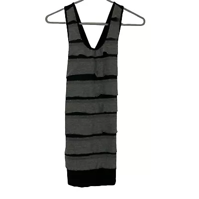 Miley Cyrus Max Azria Womens Charcoal Sleeveless Ruffle Bodycon Dress Size M • $10.99