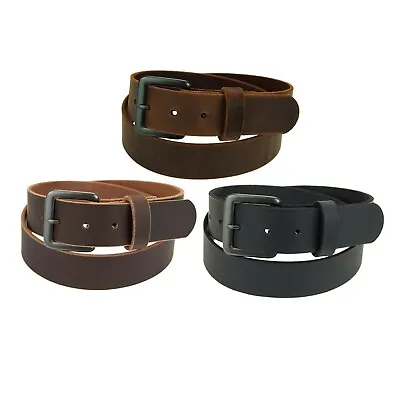 Men's Leather Belt_1 1/2 _Buffalo Leather_Amish Handmade_Brown_Black • $30.99