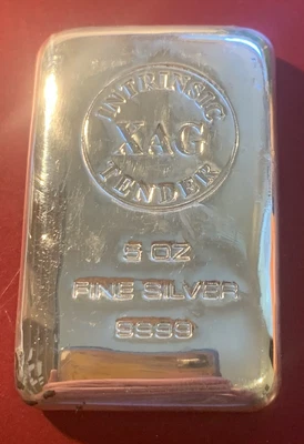 $285 • Buy XAG 5oz Intrinsic Tender Cast 9999 Silver Bar.