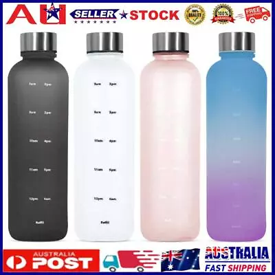 1L Arc Water Bottle With Time Marker Sports Water Bottle For Gym Sports Outdoors • $11.84