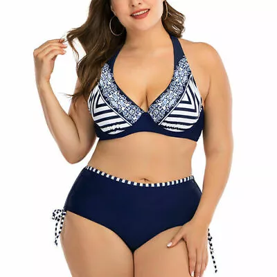 $25.49 • Buy Plus Size Women Swimwear Bikini Set High Waist Swimsuit Bathing Suit Beachwear
