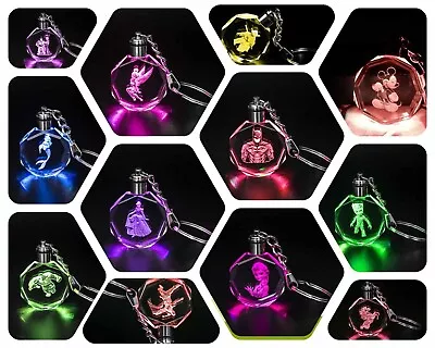 CRYSTAL LED KEYRING TINKERBELL  HARRY POTTER UNICORN Fairy Mermaid AND SUPERHERO • £3.99