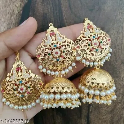 Indian Bollywood Gold Plated Kundan Choker Bridal Jhumka Earrings Jewelry Set • $23.39