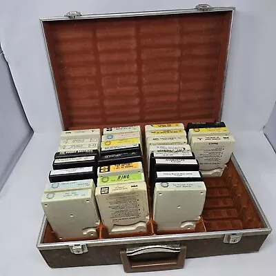 Vtg 8 Track 36 Tape Carrying Case Brown Vinyl Storage & 27 8 Tracks Tapes • $35.99