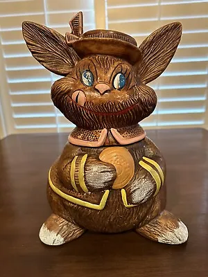 1960’s VINTAGE POTTERY HAPPY BUNNY RABBIT COOKIE JAR Easter Bunny • $29